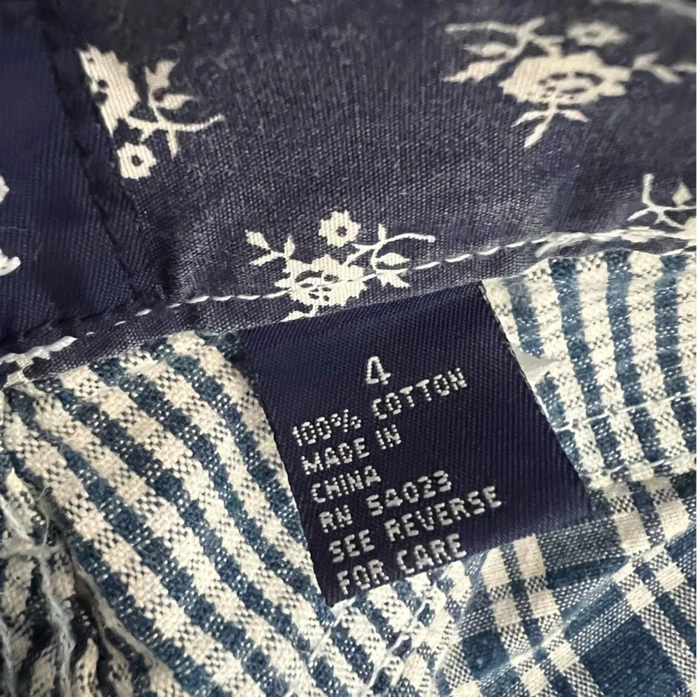 Vintage CottageCore Gingham Plaid Floral Cotton Shorts - Picture 3 of 8